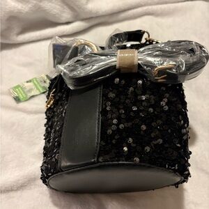 Badgley Mischka Black Sequin Mini Bag